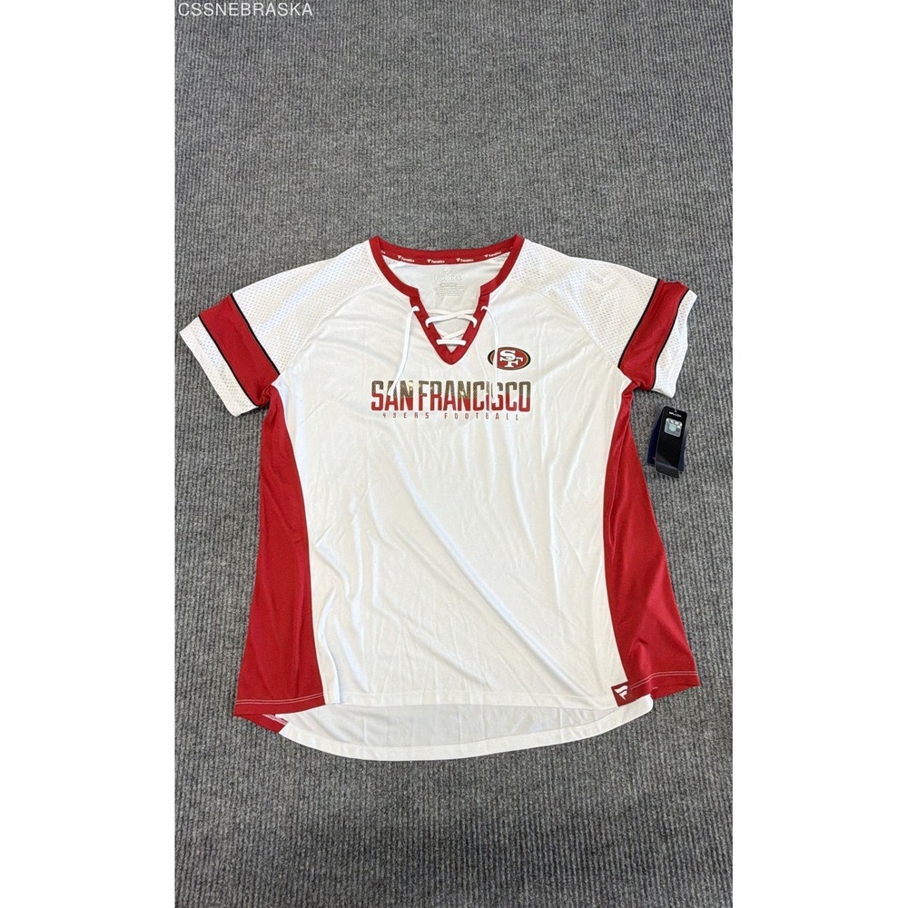 Fanatics Women's San Francisco 49ers White Red Lace-Up Mesh Jersey NWT Sz 3XL